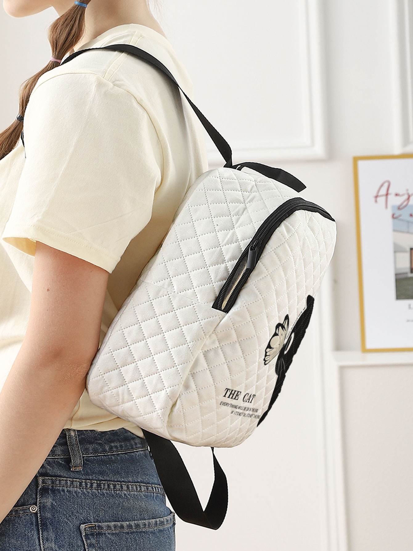 Black Cat Butterfly Print Quil - đánh giá và giá Mini Backpack Purse
