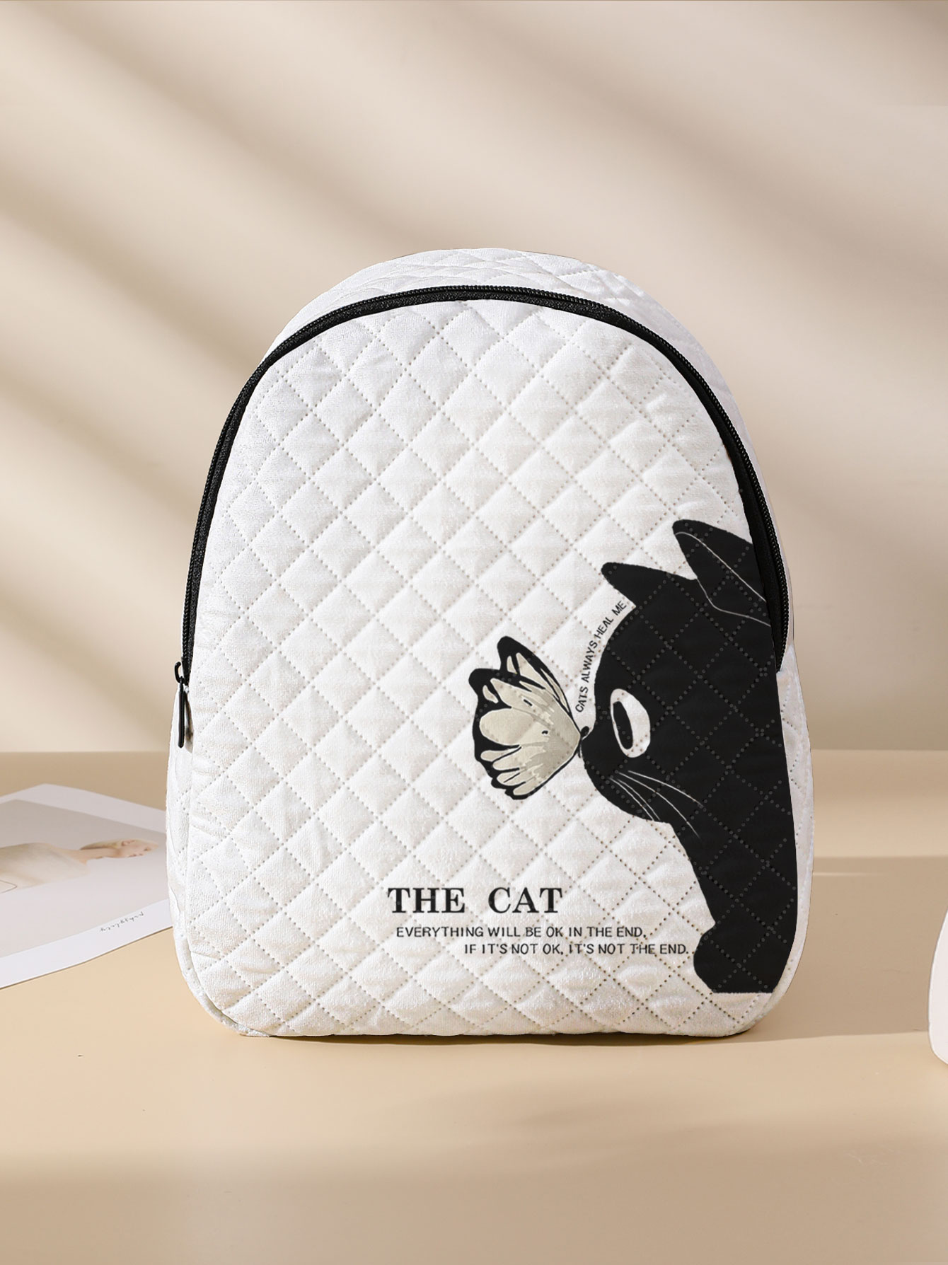 Black Cat Butterfly Print Quil - đánh giá và giá Mini Backpack Purse