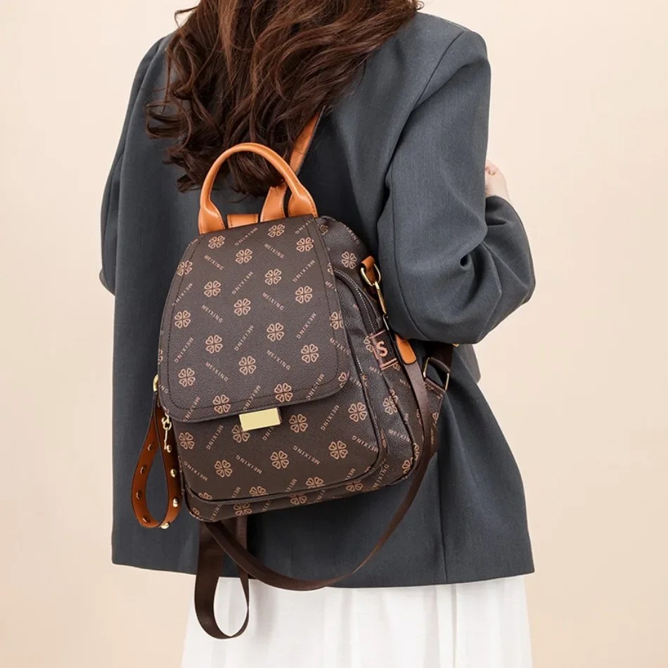 Retro Printed Backpack Women P - đánh giá và giá Leather Backpack Vintage