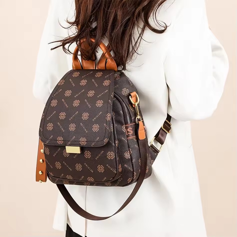 Retro Printed Backpack Women P - đánh giá và giá Leather Backpack Vintage